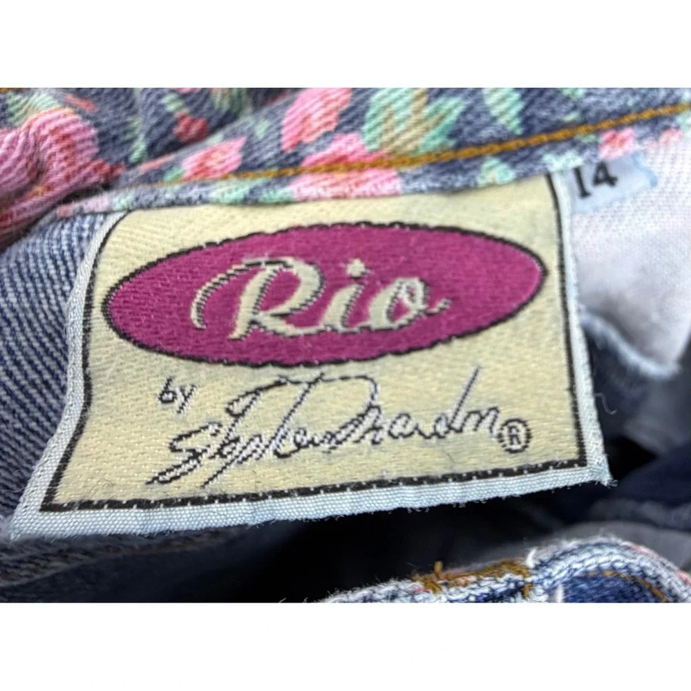 VTG Rio 90s Floral High Rise Mom Jeans Youth Size 14 Retro Cottage Grandmacore